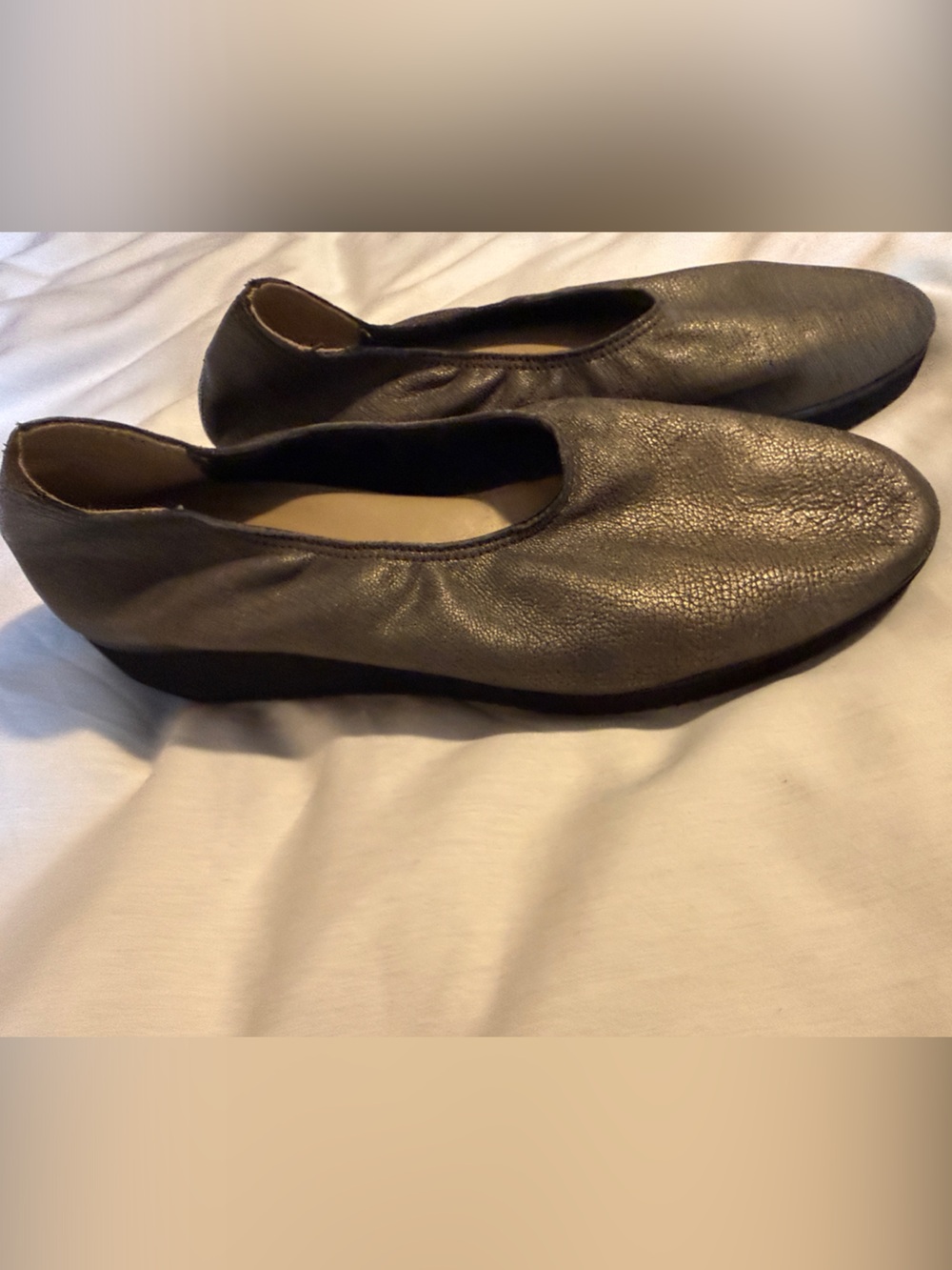 Eileen Fisher Black Slip-On Leather Ballet Flats